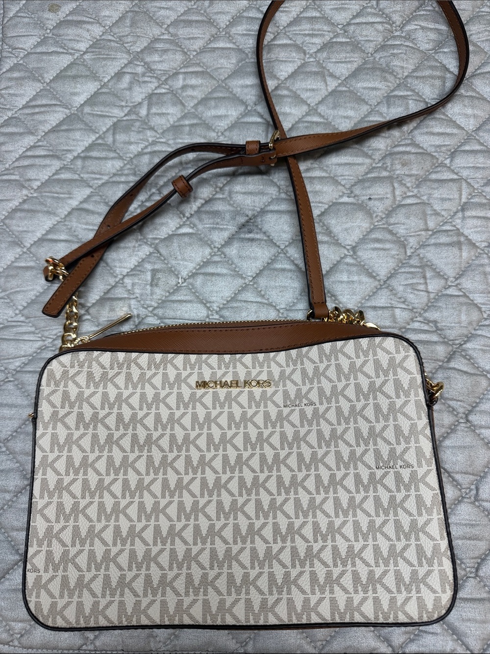 Michael Kors Beige/Acorn Logo Crossbody Camera Bag